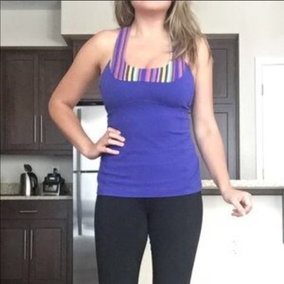 Lululemon Royal Blue & Stripes Scoopneck Tank Top - Picture 8 of 8